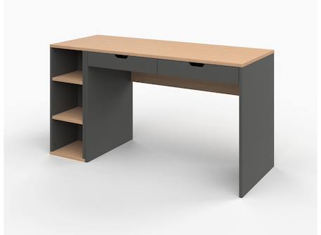 Bureau avec caisson milor Anthracite & bois+Blanc & bois 3 - vertbaudet enfant 
