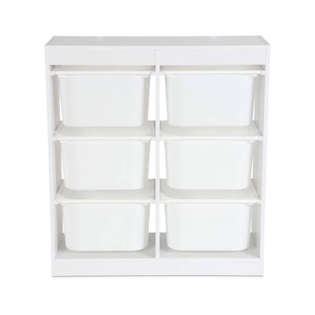 Meuble de rangement enfant 6 bacs de rangement en plastique Blanc+Naturel 6 - vertbaudet enfant 