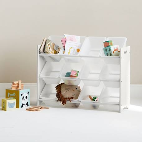 Meuble de rangement jouet avec 12 casiers, tobias, l 84 x p 29,5 x h 60cm Blanc+Naturel 3 - vertbaudet enfant 