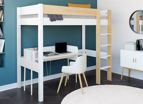 Lit mezzanine landes Blanc & bois massif+Bois massif kaki+Flanelle et bois massif+Kaki et bois massif 1 - vertbaudet enfant 