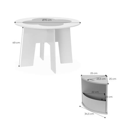 Table effet ardoise et 4 chaises avec rangement pour enfant Blanc+Vert 10 - vertbaudet enfant 