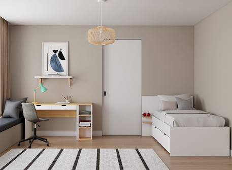 Bureau avec caisson milor Anthracite & bois+Blanc & bois 6 - vertbaudet enfant 