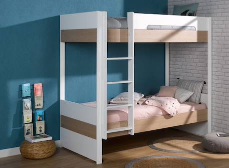 Lit superposé Nomade Blanc & chêne 1 - vertbaudet enfant 