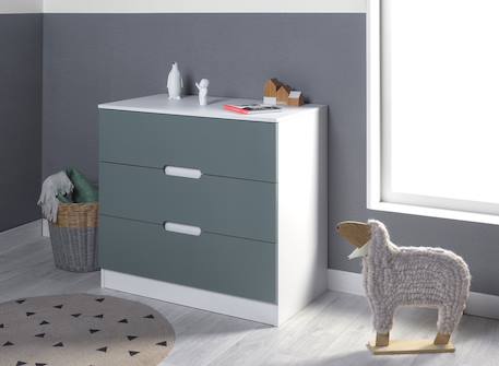 Commode Opus Blanc et bois+Bleu nuit+Mousse 5 - vertbaudet enfant 