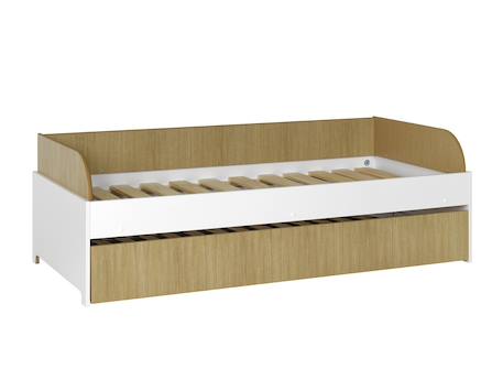 Lit banquette gigogne opus Blanc et bois+Bleu nuit+Mousse 3 - vertbaudet enfant 