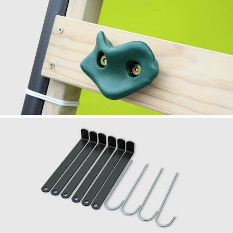 Portique avec balançoires, face à face, toboggan, panier de basket,mur d'escalade, tente Vert 4 - vertbaudet enfant 