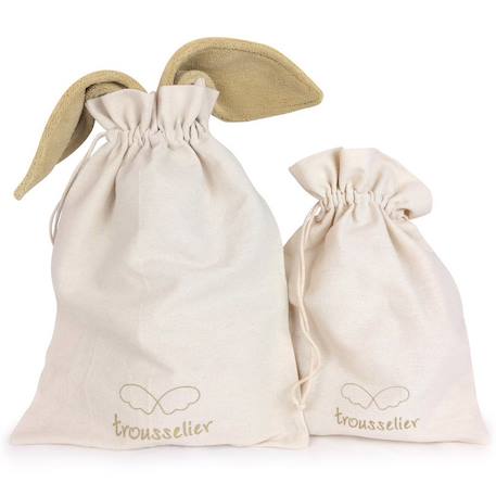 Peluche hochet lapin nid d'ange marinière (20 cm) Bleu marine, beige+Rose poudré 3 - vertbaudet enfant 