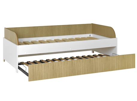 Lit banquette gigogne opus Blanc et bois+Bleu nuit+Mousse 4 - vertbaudet enfant 