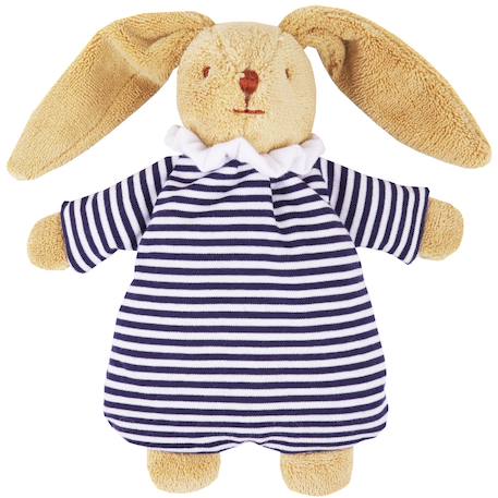 Peluche hochet lapin nid d'ange marinière (20 cm) Bleu marine, beige+Rose poudré 1 - vertbaudet enfant 