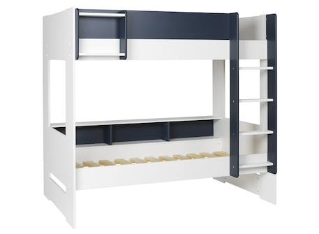 Lit superposé opus Blanc et bois+Bleu nuit+Mousse 16 - vertbaudet enfant 