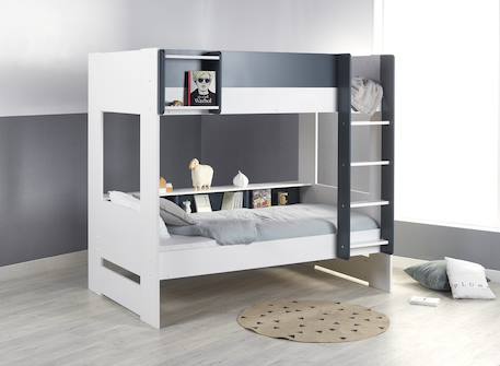 Lit superposé opus Blanc et bois+Bleu nuit+Mousse 6 - vertbaudet enfant 