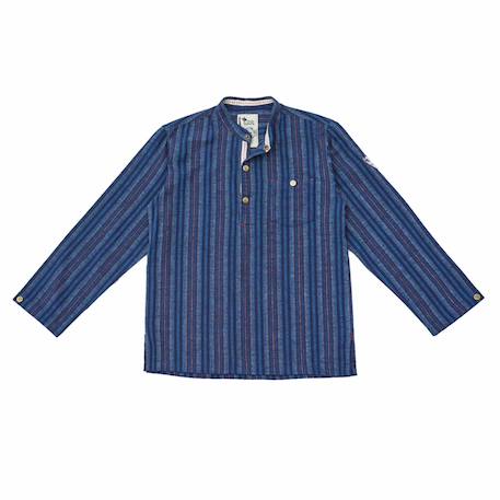 Chemise flanelle  hiver   col mao  rimbaud Bleu foncé bordeaux 3 - vertbaudet enfant 