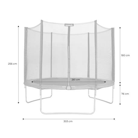 Trampoline rond ø 305cm avec son filet de protection - mars - trampoline de jardin 3m 300 cm | qualité pro | normes eu Gris 4 - vertbaudet enfant 