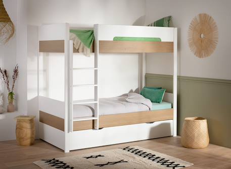 Lit superposé 3 places nomade Blanc & chêne 2 - vertbaudet enfant 