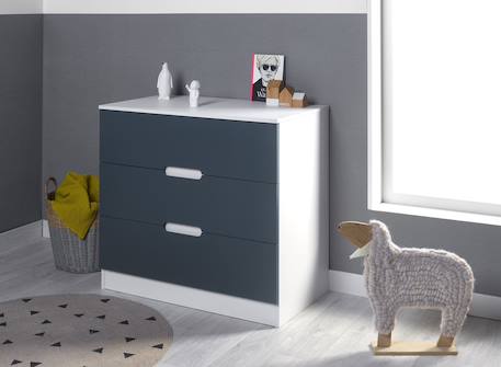 Commode Opus Blanc et bois+Bleu nuit+Mousse 3 - vertbaudet enfant 