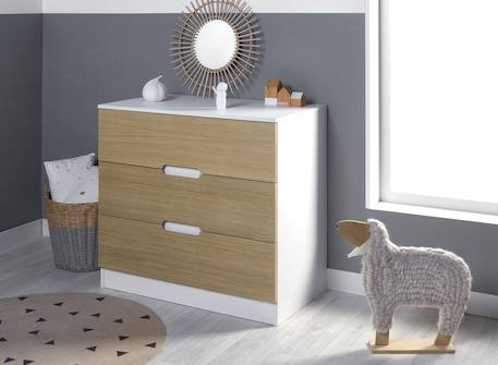 Commode Opus Blanc et bois+Bleu nuit+Mousse 1 - vertbaudet enfant 