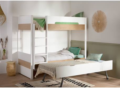 Lit superposé 3 places nomade Blanc & chêne 1 - vertbaudet enfant 