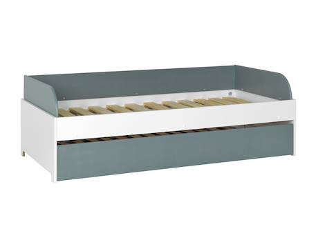 Lit banquette gigogne opus Blanc et bois+Bleu nuit+Mousse 13 - vertbaudet enfant 