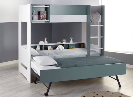 Lit superposé opus Blanc et bois+Bleu nuit+Mousse 8 - vertbaudet enfant 