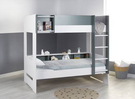 Lit superposé opus Blanc et bois+Bleu nuit+Mousse 11 - vertbaudet enfant 