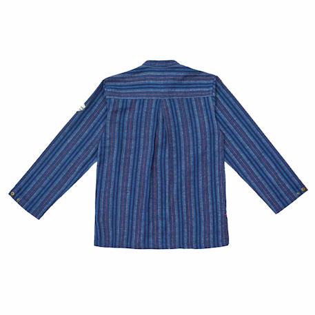 Chemise flanelle  hiver   col mao  rimbaud Bleu foncé bordeaux 4 - vertbaudet enfant 