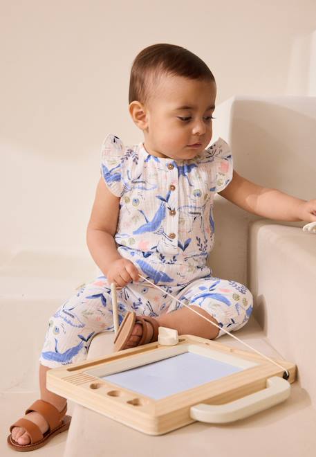 Combinaison bébé en gaze de coton tiana Ecru 1 - vertbaudet enfant 