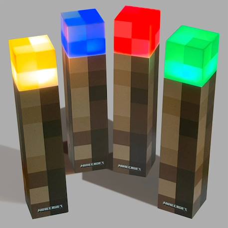 Lampe torche led minecraft - rechargeable par usb - 4 couleurs + support mural Marron pixelisé 5 - vertbaudet enfant 