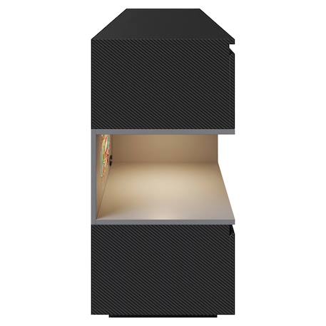 Buffet minecraft 5 tiroirs et compartiment ouvert avec éclairage led Effet carbone noir 5 - vertbaudet enfant 
