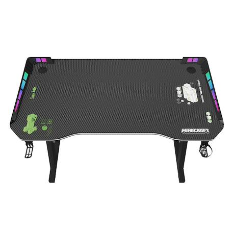 Bureau gaming avec led et support rabattable pour casque et gobelet Noir - minecraft 3 - vertbaudet enfant 