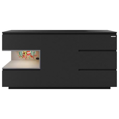 Buffet minecraft 5 tiroirs et compartiment ouvert avec éclairage led Effet carbone noir 3 - vertbaudet enfant 