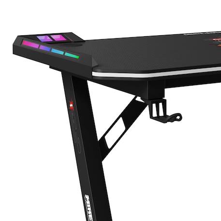 Bureau gaming avec led et support rabattable pour casque et gobelet Noir - minecraft 4 - vertbaudet enfant 