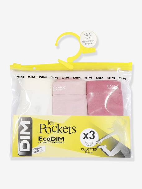 Lot de 3 culottes fille Les Pockets Ecodim blanc+rose 3 - vertbaudet enfant 
