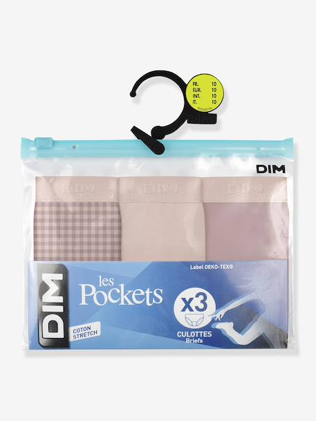 Lot de 3 culottes fille en coton stretch Les Pockets bleu+rose 4 - vertbaudet enfant 