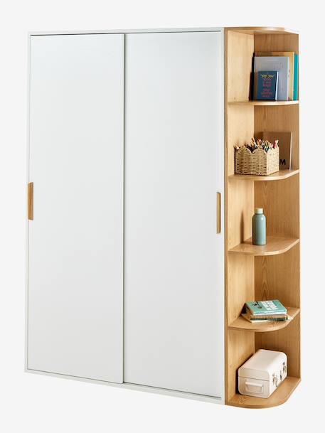 Armoire 2 portes coulissantes + bibliothèque JAPI blanc 3 - vertbaudet enfant 
