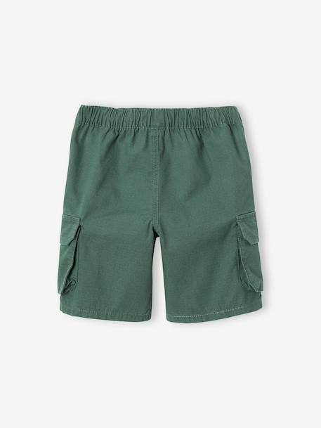 Short slim uni en toile extensible bébé garçon vert