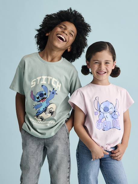 T-shirt noué 'Good day' Disney Stitch manches courtes lilas poudré 5 - vertbaudet enfant 