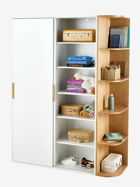 Armoire 2 portes coulissantes + bibliothèque JAPI blanc 4 - vertbaudet enfant 