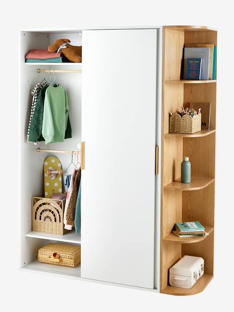 Armoire 2 portes coulissantes + bibliothèque JAPI blanc 5 - vertbaudet enfant 
