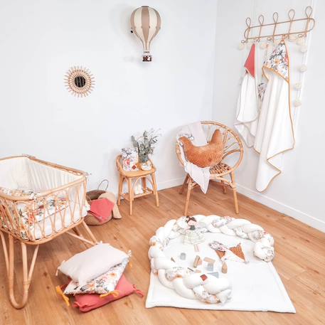 Protège carnet de santé bébé en coton néo vintage Néo vintage imprimé floral, beige, blanc 3 - vertbaudet enfant 