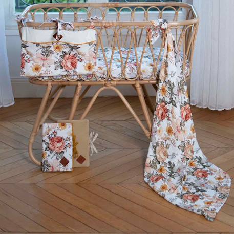 Protège carnet de santé bébé en coton néo vintage Néo vintage imprimé floral, beige, blanc 4 - vertbaudet enfant 
