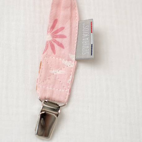 Attache tétine  en gaze de coton lla Rosella imprimé floral, rose 3 - vertbaudet enfant 