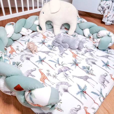 Tapis de parc tapis d'éveil réversible safari Safari, vert, gris, blanc 3 - vertbaudet enfant 