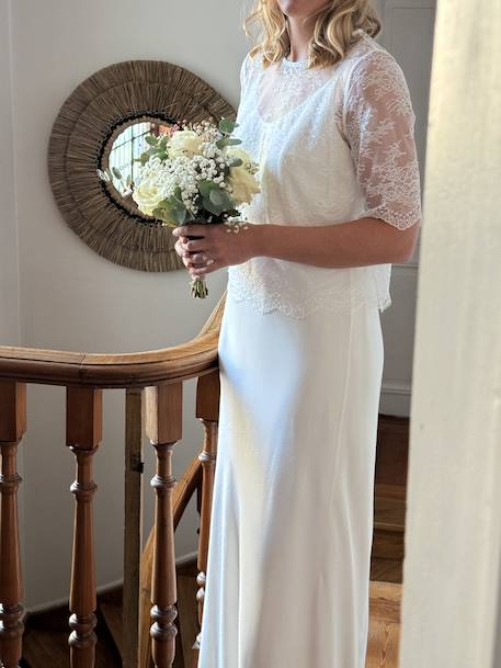 Robe de mariée en crêpe grossesse ou femme collection mariage écru 3 - vertbaudet enfant 