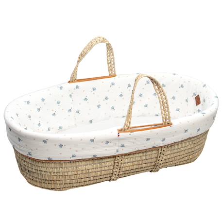 Couffin bébé avec matelas habillage et drap housse Bleuet imprimé floral 1 - vertbaudet enfant 