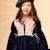 Robe hiver   velours   fleurie   margot Bleu marine beige rose 2 - vertbaudet enfant 