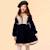 Robe hiver   velours   fleurie   margot Bleu marine beige rose 1 - vertbaudet enfant 