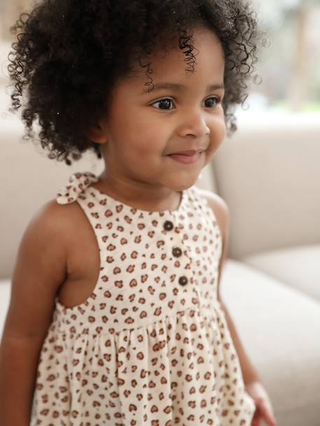 Robe à bretelles imprimée bébé abricot+vanille 9 - vertbaudet enfant 