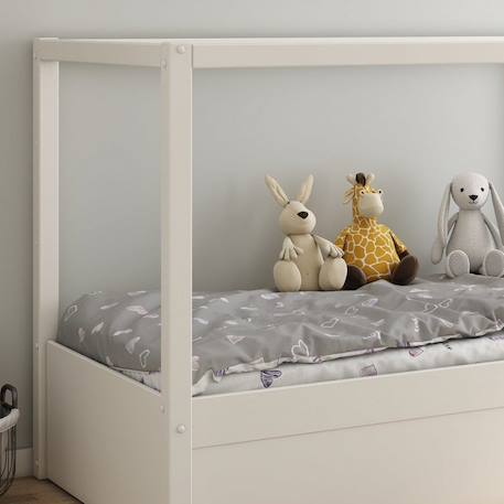 Lit mi-hauteur réversible pin massif  charlie Blanc+Vert-bois 4 - vertbaudet enfant 