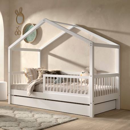 Lit cabane en hêtre massif  aubane Blanc 6 - vertbaudet enfant 