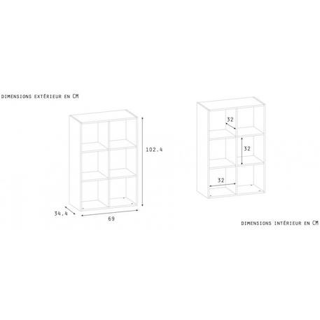 6 cases de rangement effet bois  tom & apolline Ardoise+Blanc 12 - vertbaudet enfant 